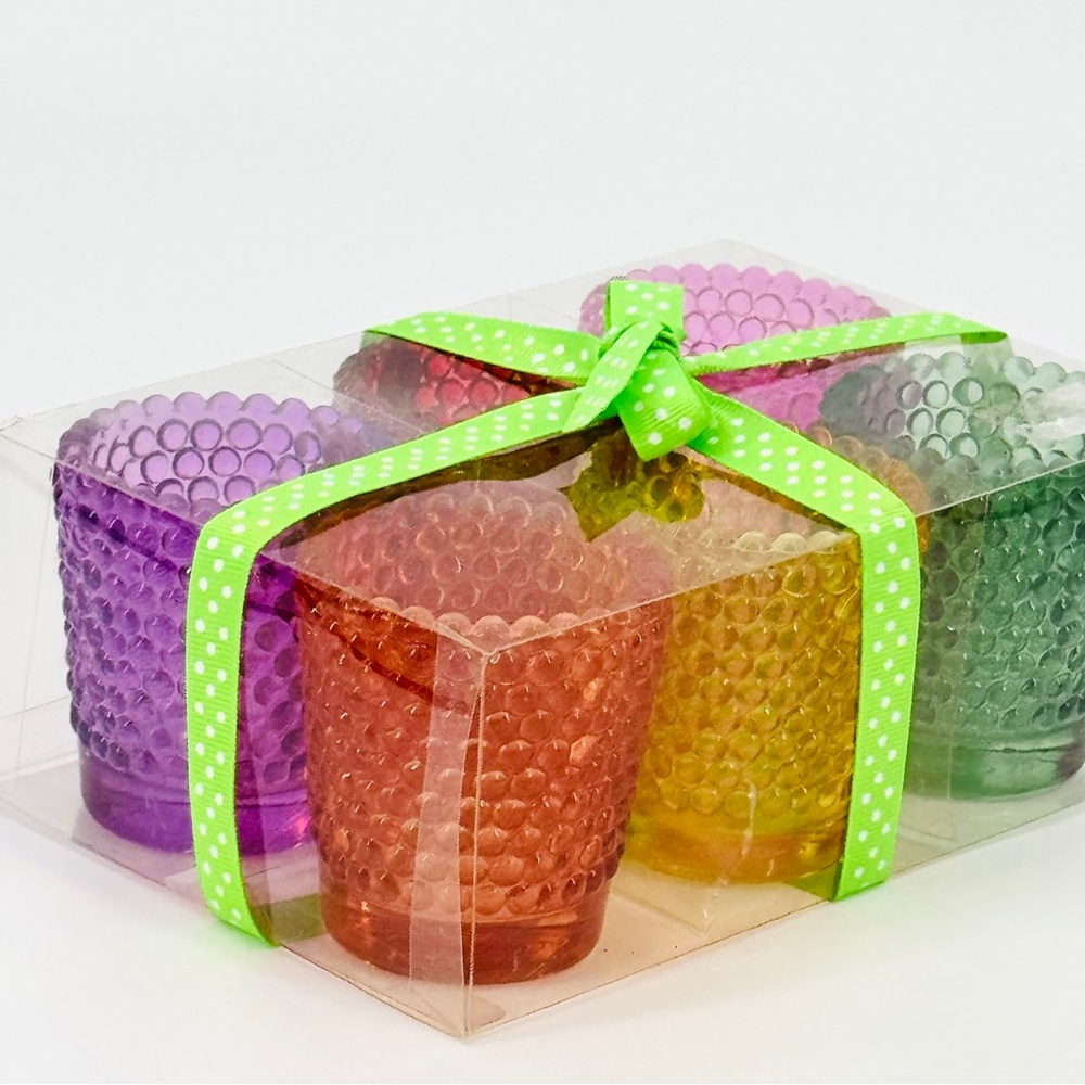 Colorful Set-of-6 Hobnail Glass Votive Candle Holders